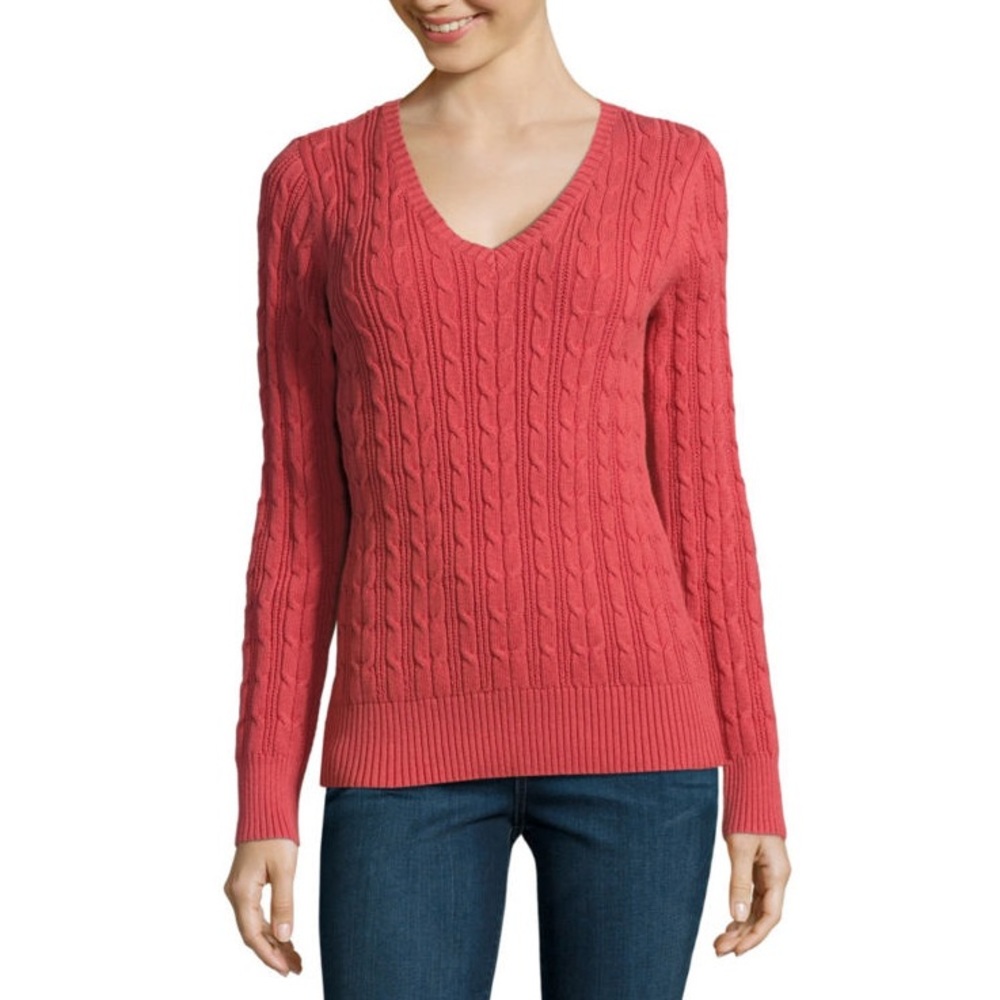 St. John's Bay Coral V-Neck Sweater