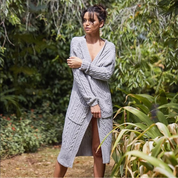 New! Chunky Cable Knit Cardi Duster Coat - Picture 2 of 3