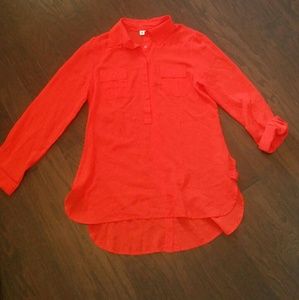 Vibrant Orange Hi-Low Blouse