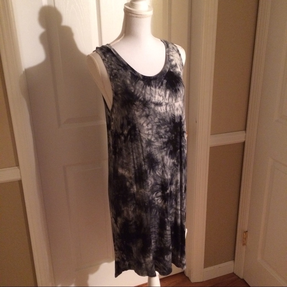 Tie-dye rayon dress with open back