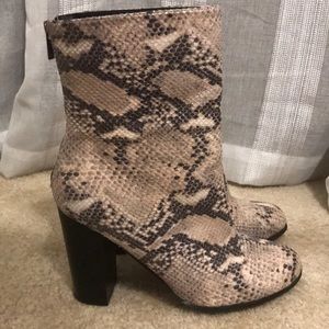 Snakeskin booties