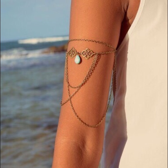 Back in stock Green stone arm bracelet - Picture 2 of 3