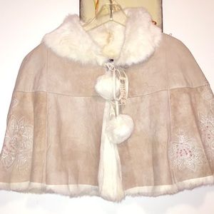 Rabbit tan and white poncho