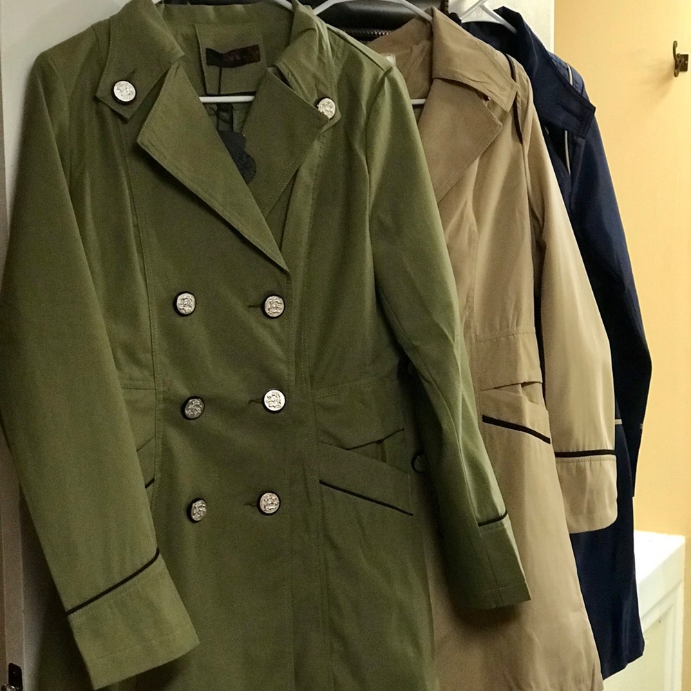 Double breasted light jacket - OLIVE, silver btn