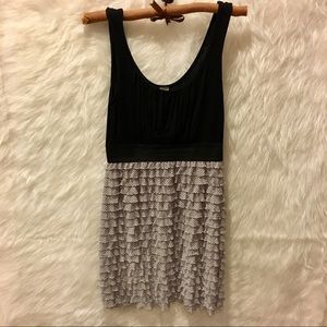 Beautiful Dress Black Top with Grey ruffles dots