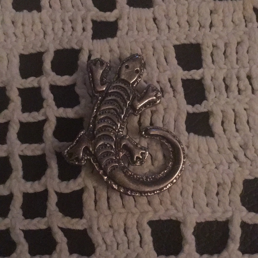Silver lizard pin