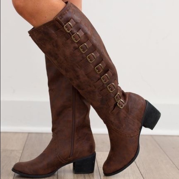 Heeled Knee High Multiple Buckle Boots - Picture 2 of 5