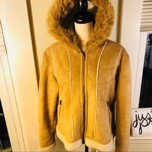 Lei Tan Suede hooded Coat