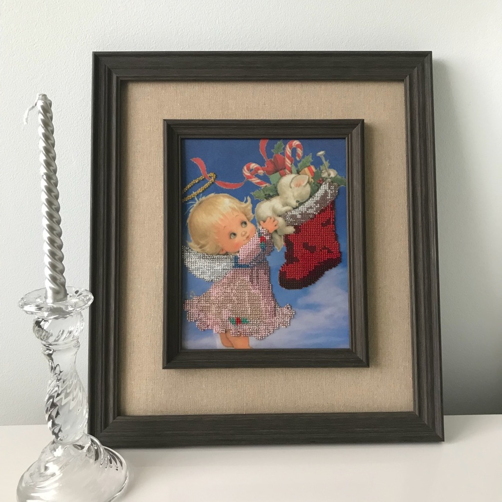 Embroidery Picture beads handmade Angel Stockings