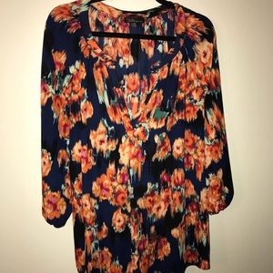 Navy Blue and Floral Top