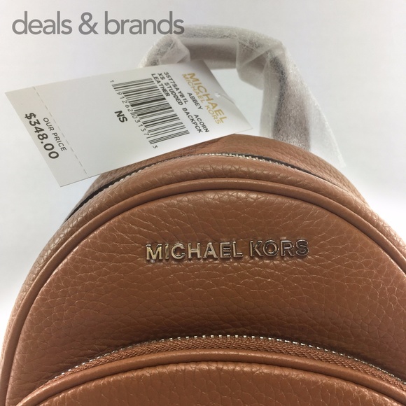 NWT Michael Kors Abbey XS Studded Backpack Brown Signature Logo Acorn NWT MICHAEL KORS Leather Abbey XS Studded Backpack main image 3