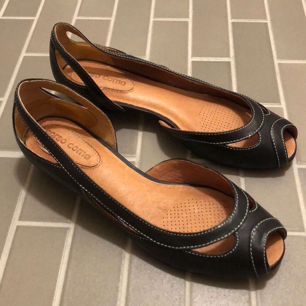 Corso Como Jean Leather Peep-toe Kitten Heel