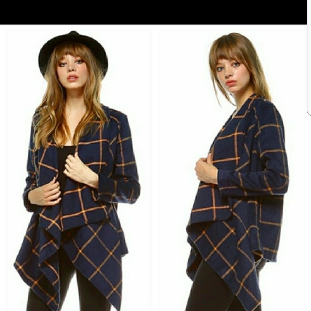 🍂Woven plaid draped cardigan 🍂
