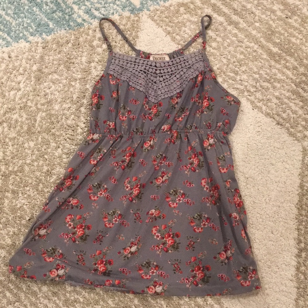 Dark gray with red flower floral top