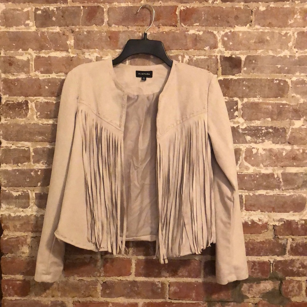 RAMPAGE Faux Suede Fringe Jacket XS