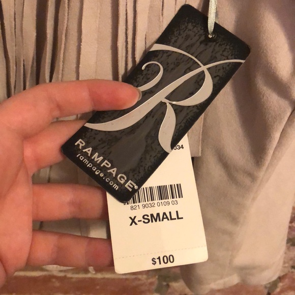 RAMPAGE Faux Suede Fringe Jacket XS - Picture 3 of 4