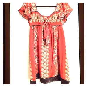 Coral & silver dress