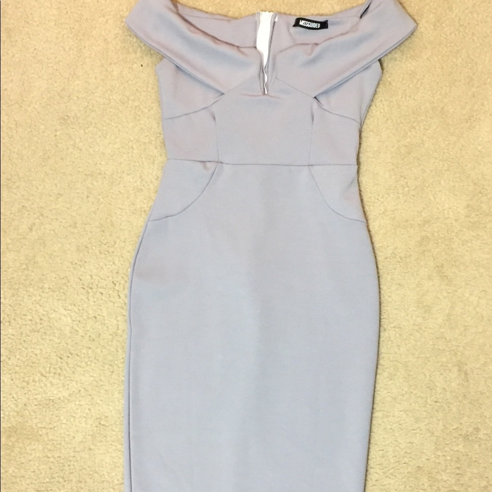 Off the shoulder grey dress