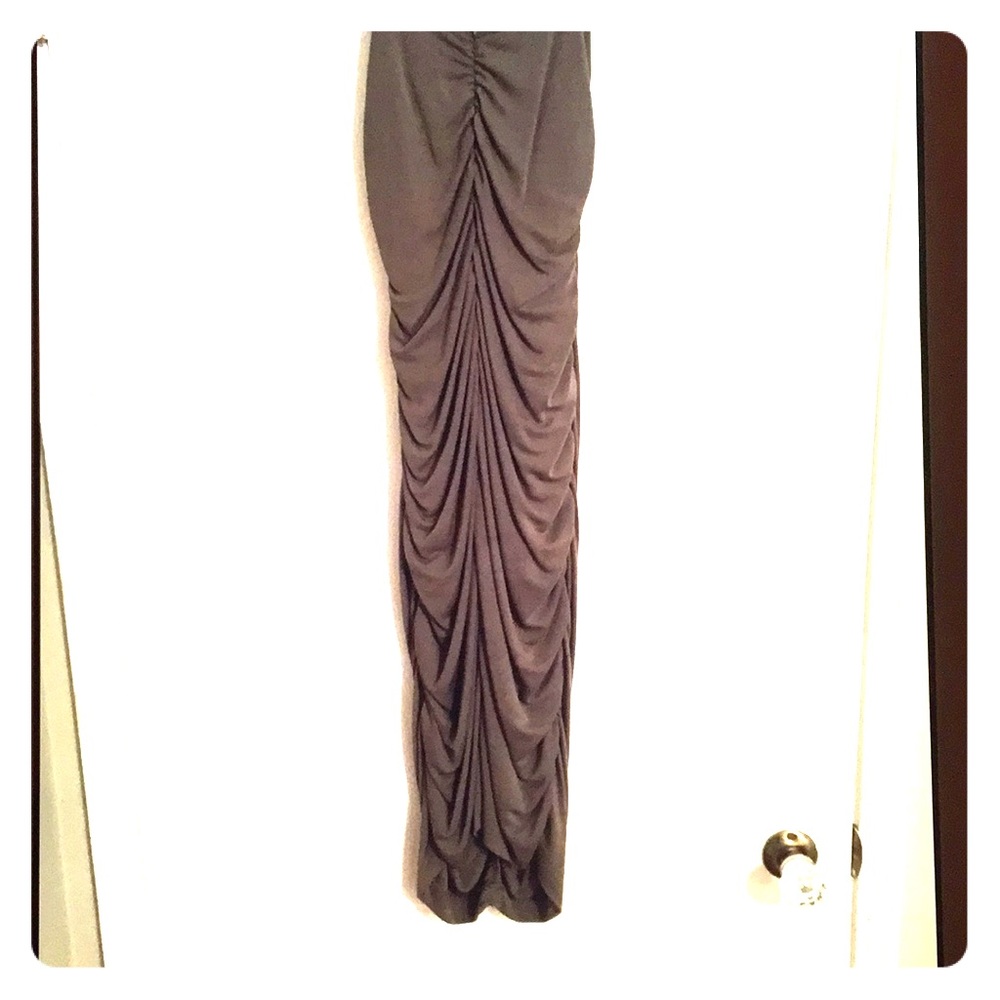 Nicole Miller strapless olive green mini