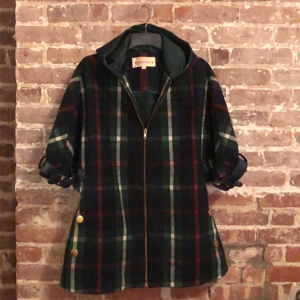 MÄDCHEN Plaid XS 1/4 Sleeve Hooded Jacket