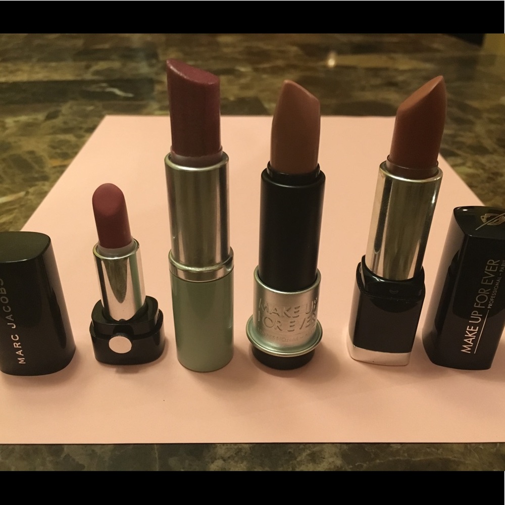 4 LIPSTICKS! Marc Jacobs, Clinique, Makeup Forever