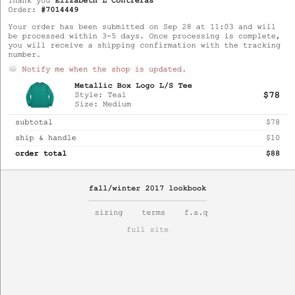 Metallic box logo supreme tee