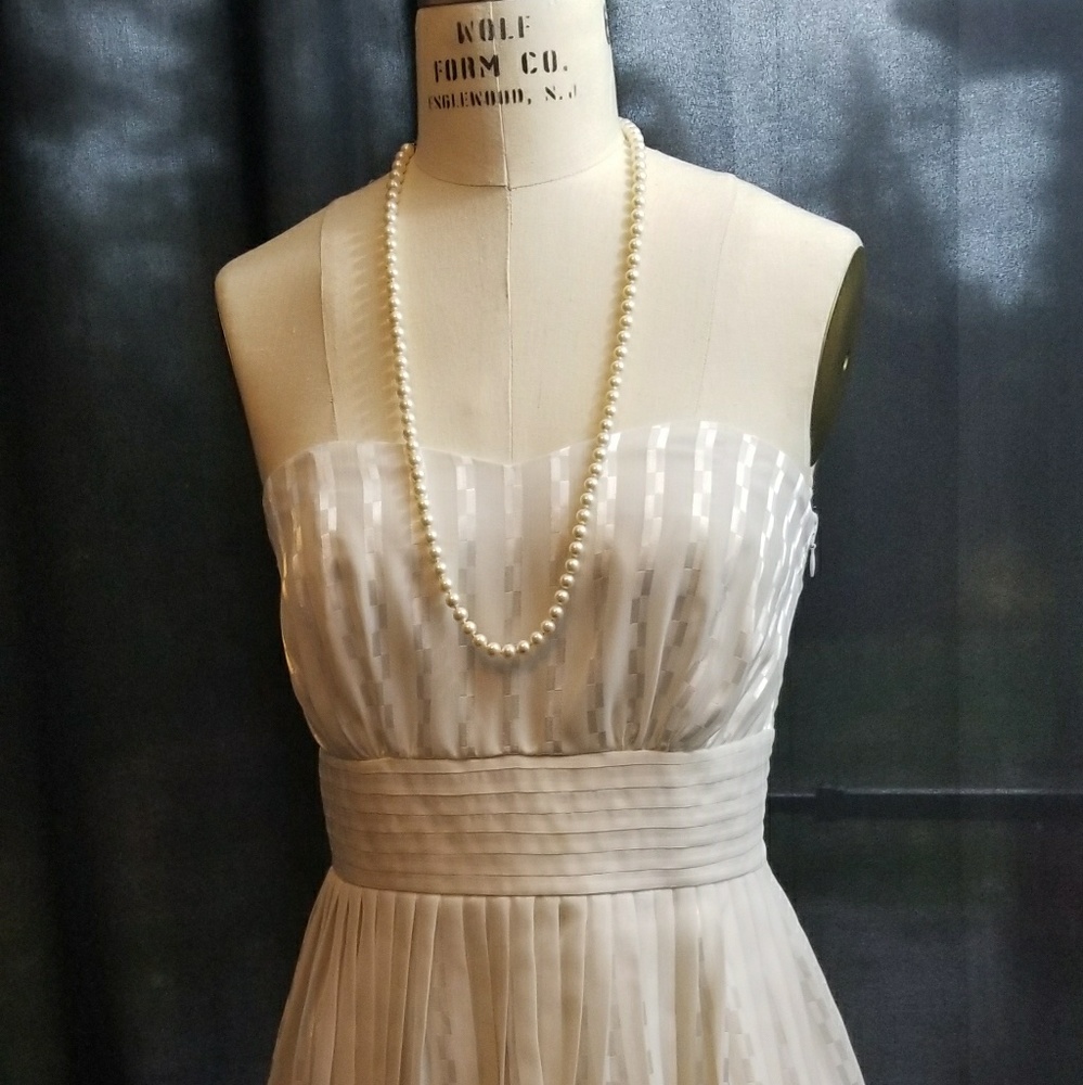 WHBM - Cream Strapless EmpireWaist Pleat Dress