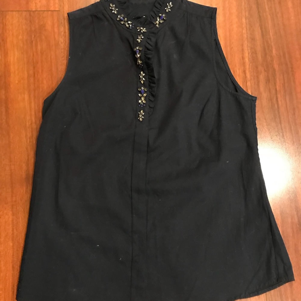 Dark Blue Jeweled J.Crew Blouse