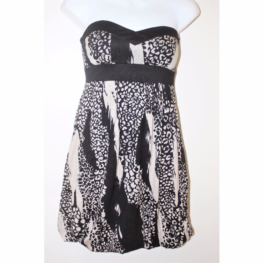 Black and Tan Strapless Dress