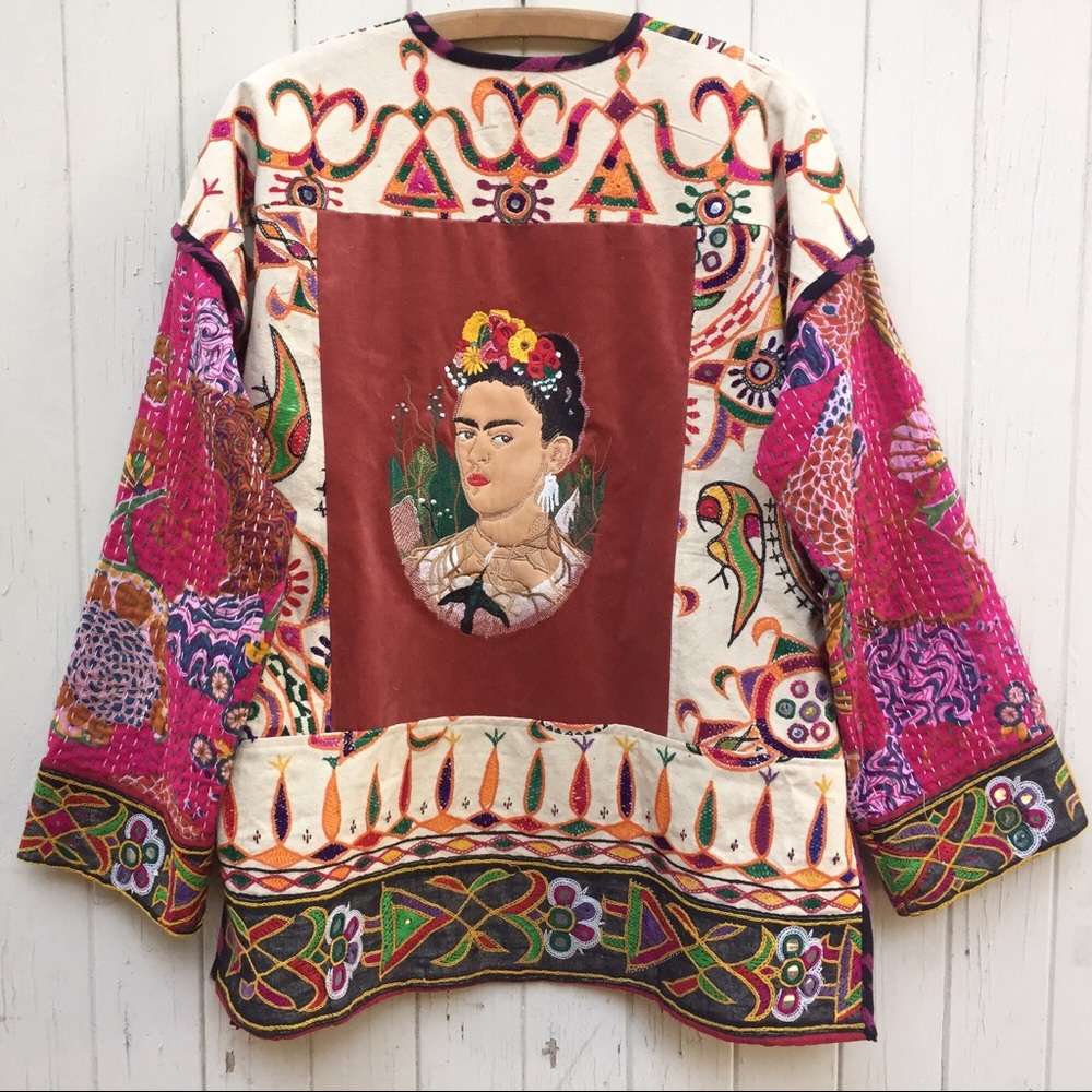 Rare Suzi Click art to wear Frida Kahlo jacket OS