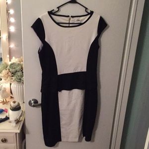 Cato black and white peplum dress