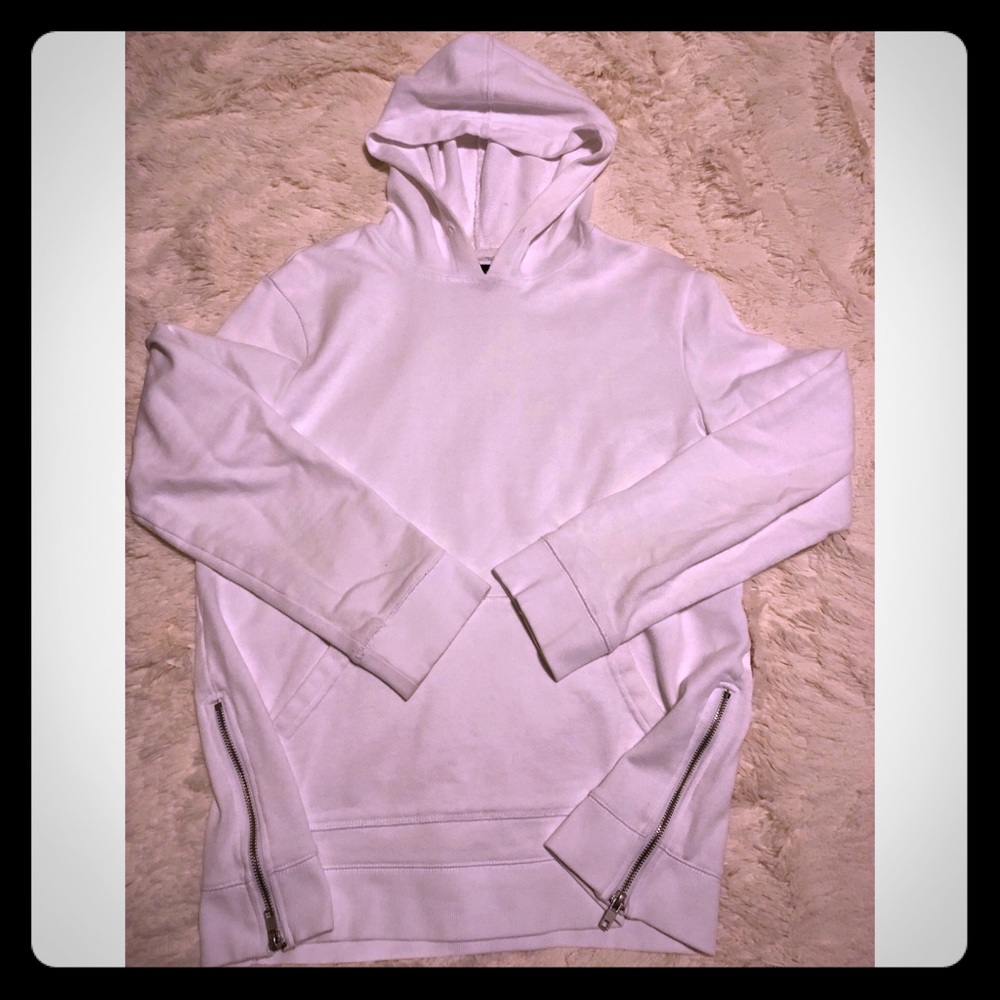 White hoodie with side zip