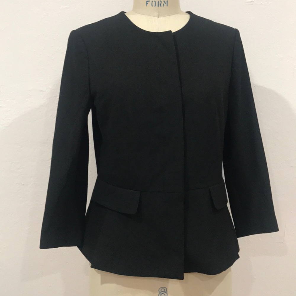 Black Ann Taylor Hidden Button Blazer