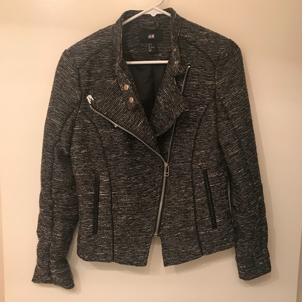 Metallic black tweed jacket