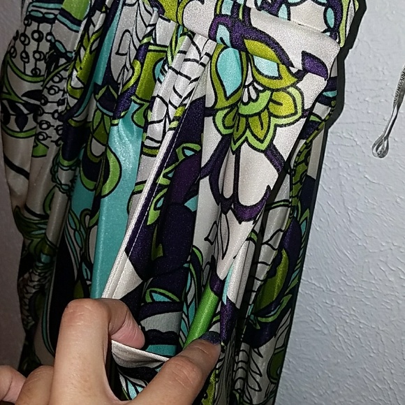 Paisley cream, purple, light green and blue dress - Picture 3 of 7