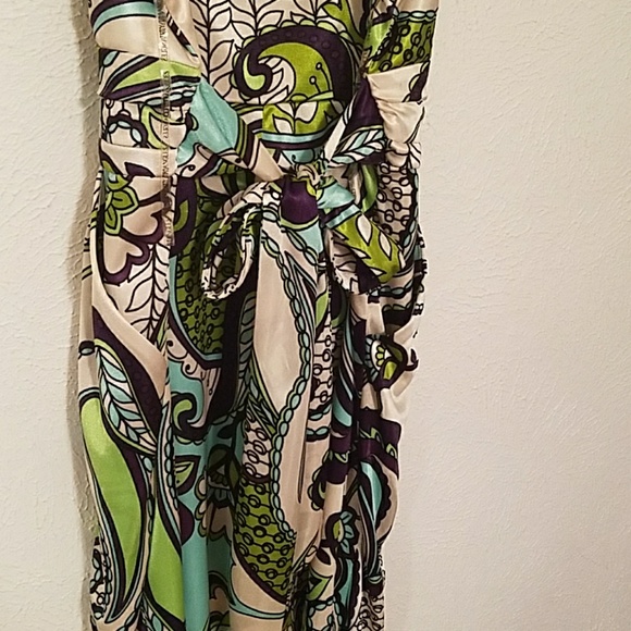 Paisley cream, purple, light green and blue dress - Picture 4 of 7