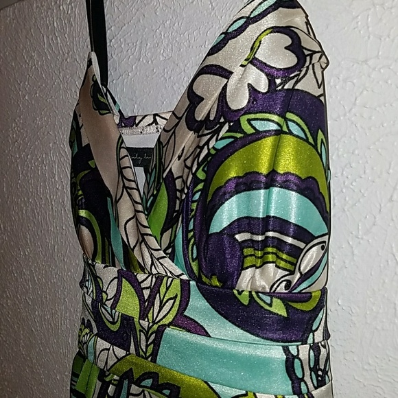 Paisley cream, purple, light green and blue dress - Picture 6 of 7