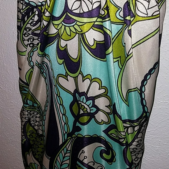 Paisley cream, purple, light green and blue dress - Picture 7 of 7
