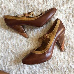 Fossil Brown Mary Janes
