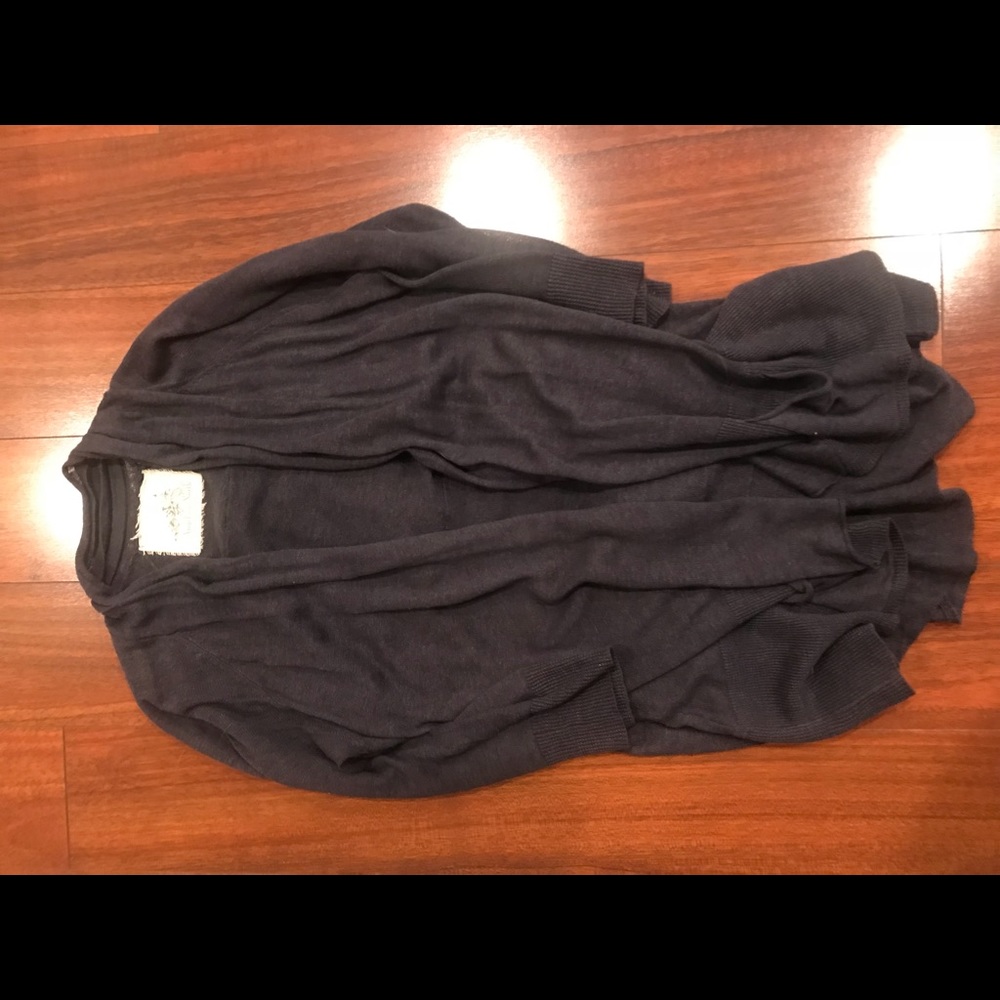 Gray Ruffled-Back Anthropologie Sweater