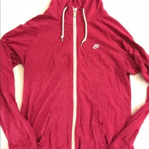 Dark pink Nike zip up hoodie
