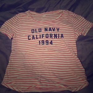 Red and white striped old navy shirt