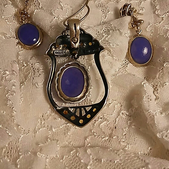 925 Silver "Enhancer" Lavender Jade Necklace set - Picture 3 of 3
