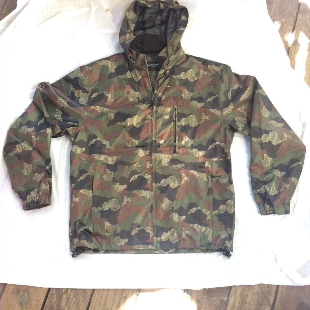 Men's camo army green windbreaker zip up Nwt - Picture 3 of 8