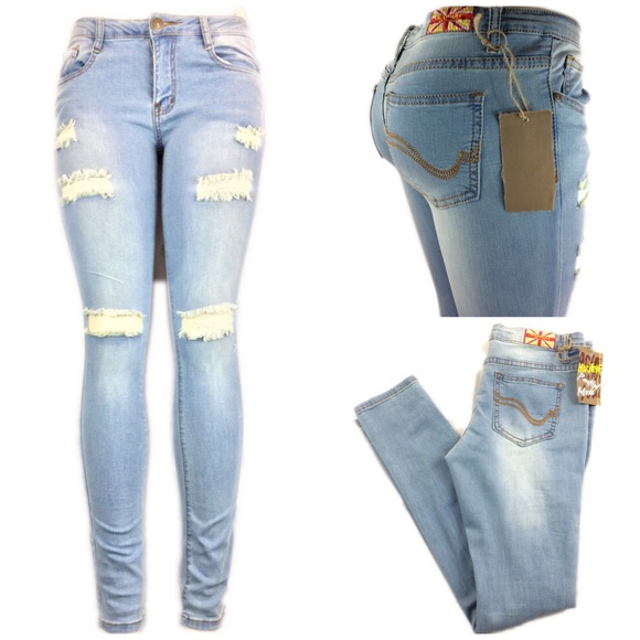 Womens stretch denim distressed skinny jeans Nwt - Picture 7 of 8