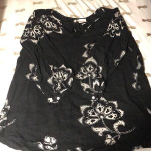 Long Sleeve Flower Print Blouse