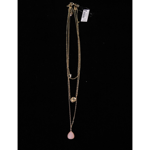 NWT 3 layer neck, crystal & pink stone WHBMN11 - Picture 2 of 5