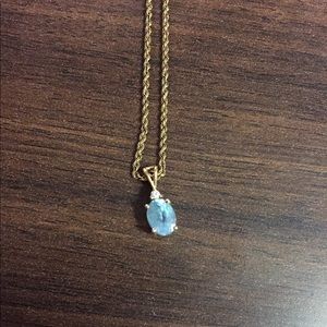 Blue Topaz necklace with 14kt gold chain