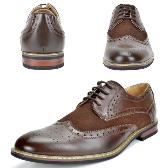 New Mens Prince Wing Tip Dress Oxfords Shoes - Picture 2 of 2