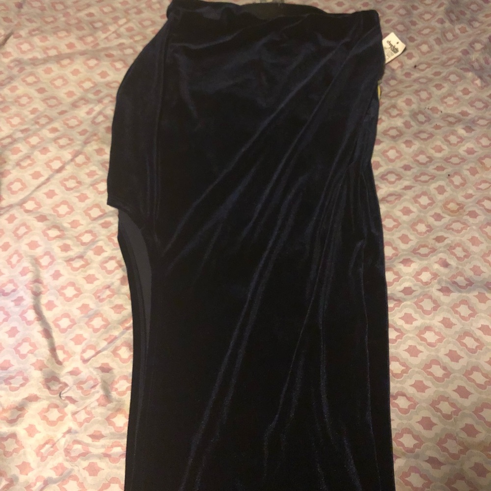 Blue velvet maxi skirt